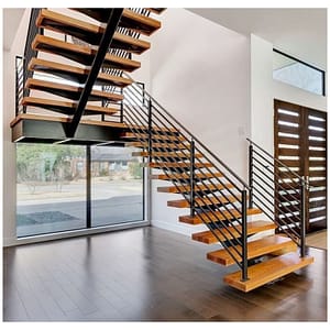 Metal Stairs with Wooden Treads